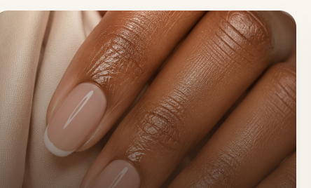 Natural nails strengthened with builder gel overlay