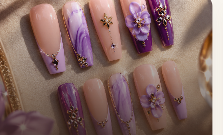 Custom press-on nails ready to apply